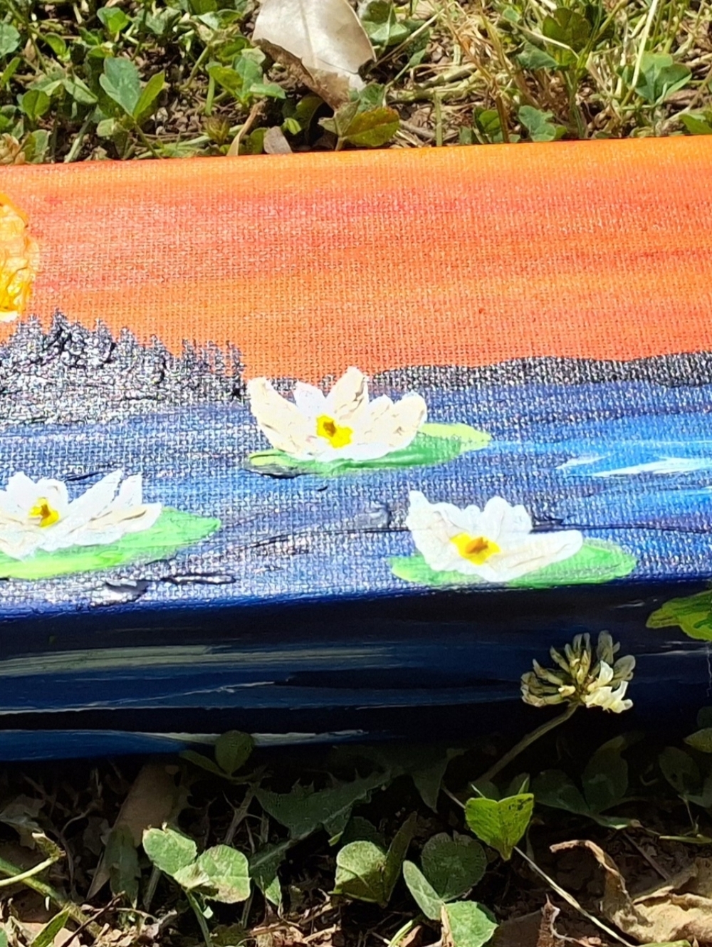 "Sunset Waterlillies" Original Artwork Created By Brea Marie 4in X 12in - Picture 6 of 8